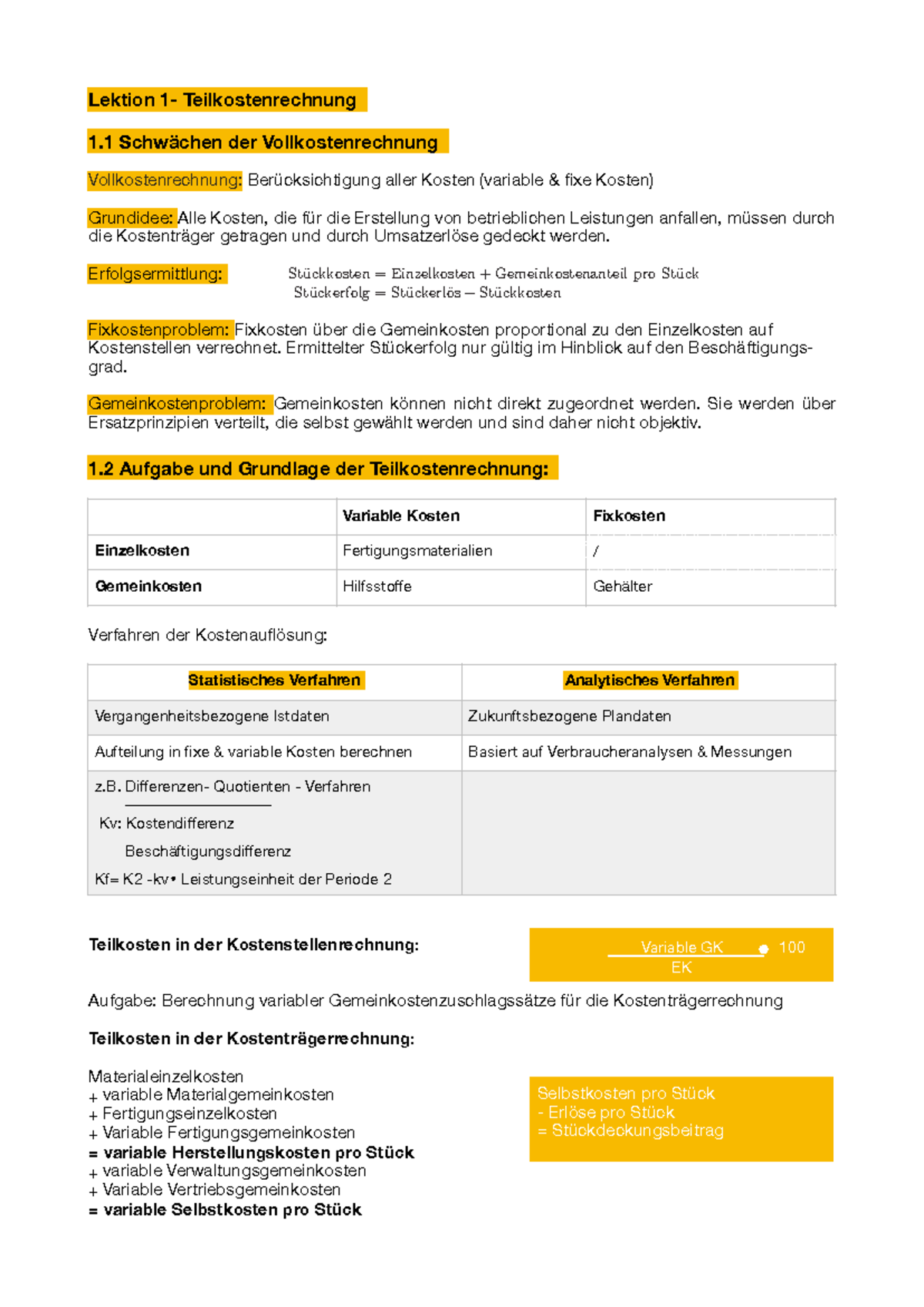 Kosten- und Leistungsrechnung 2: Teilkostenrechnung und Deckungsbeiträge -  Studocu