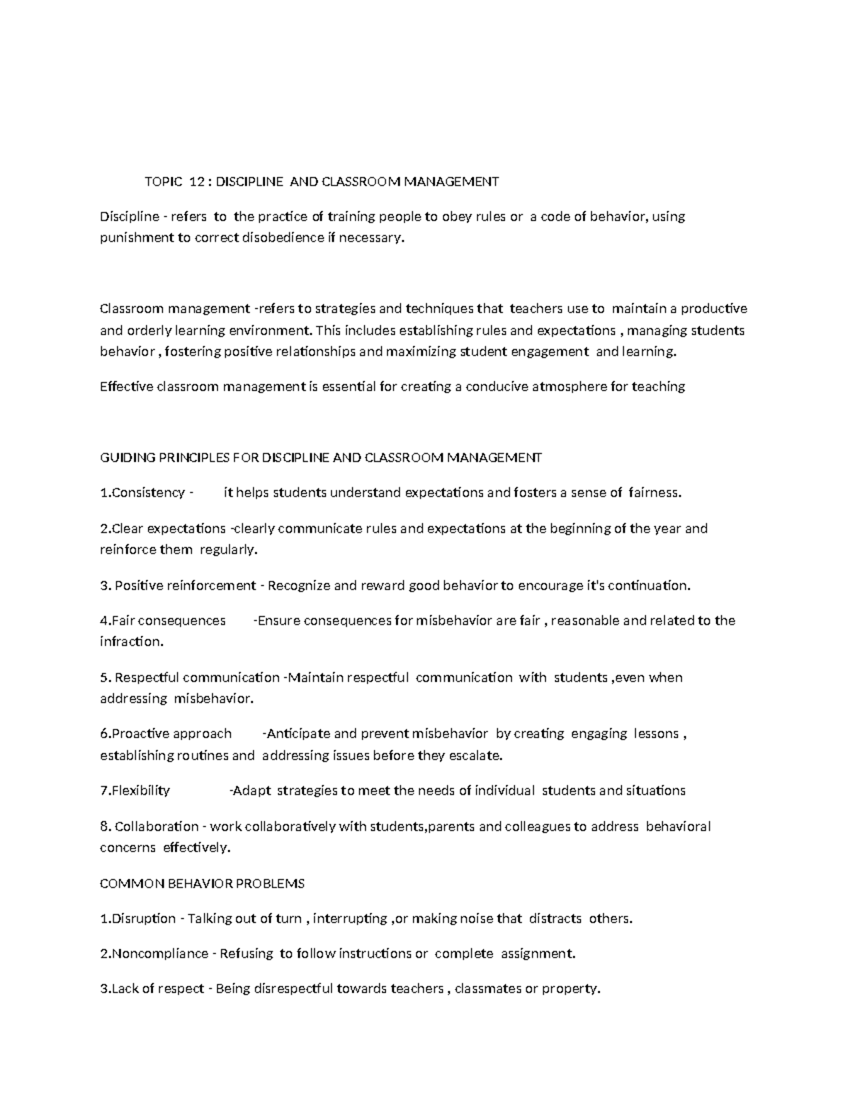 TOPIC 12: Discipline & Classroom Management Strategies (EDU 101) - Studocu