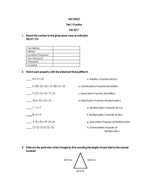 Practice Test 4 - helpful - MAT 0022 Practice Test 4 Find the number(s ...