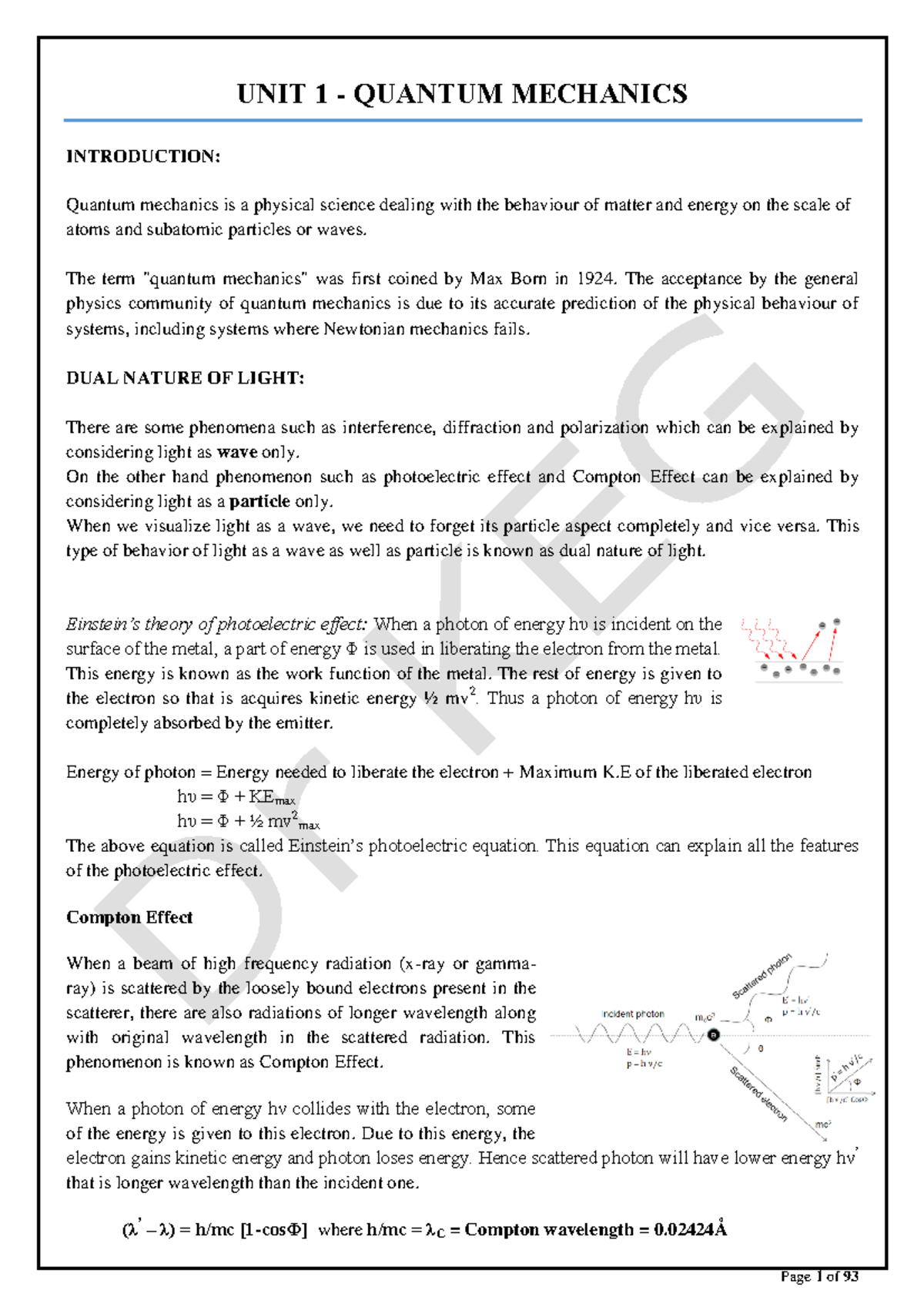 Quantum Mechanics (Course Code: QM101) - Comprehensive Study Notes ...