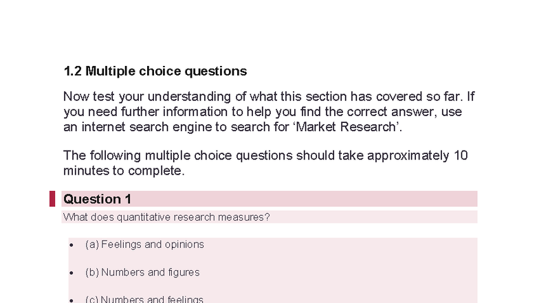MCQ Review on Quantitative Research - INBD 1248176678486442244 - Studocu