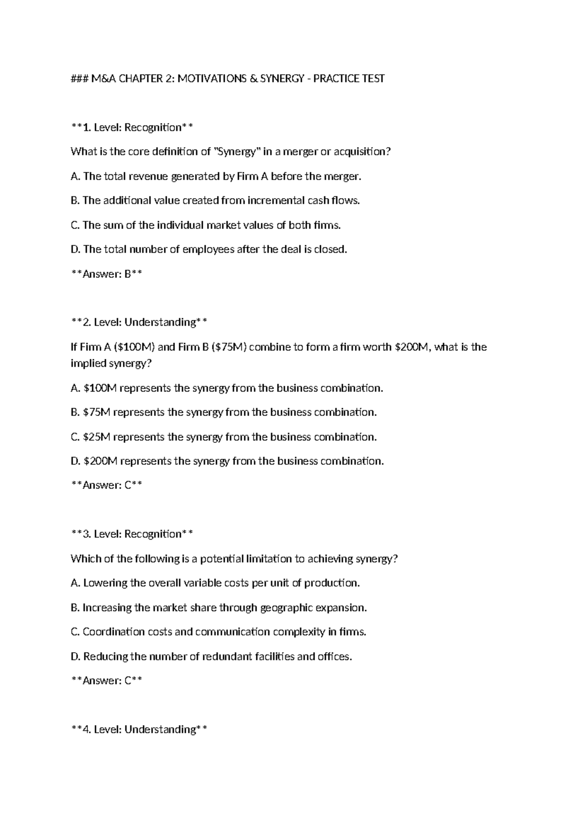 CHAPTER 2: SYNERGY PRACTICE TEST (C2) - Studocu