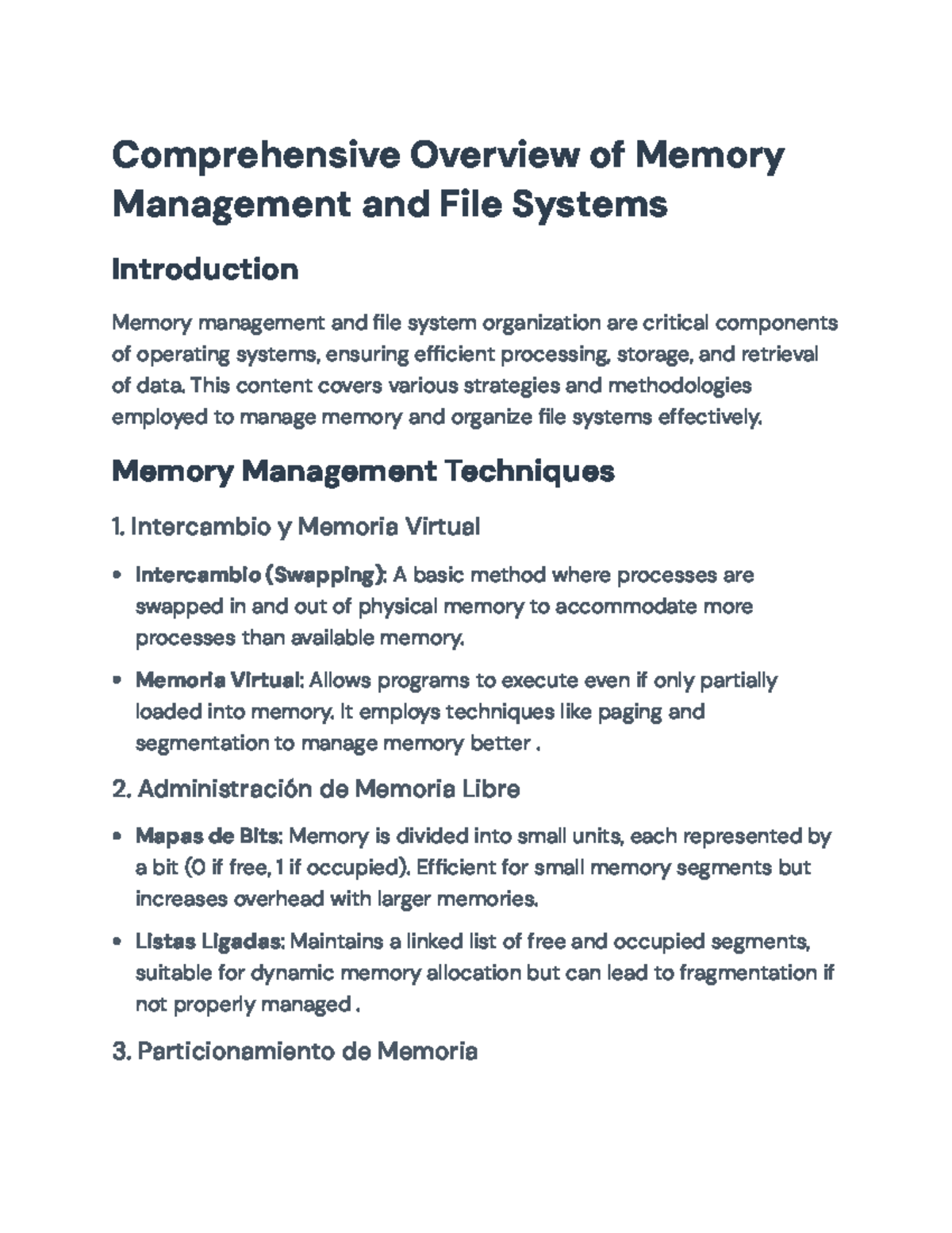 Comprehensive Overview of Memory Management & File Systems (CS202 ...