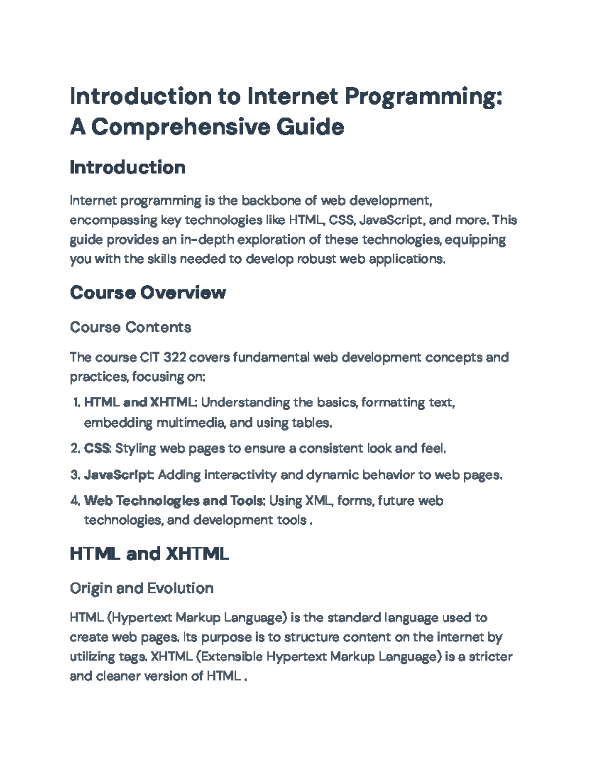 CIT 322 Final Exam: Comprehensive Guide to Internet Programming ...
