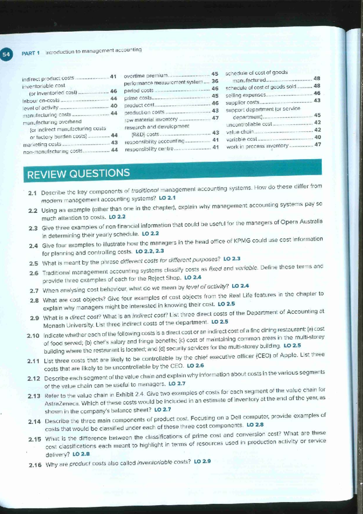 Chapter 2 Questions - Managerial Accounting Concepts and Cost ...