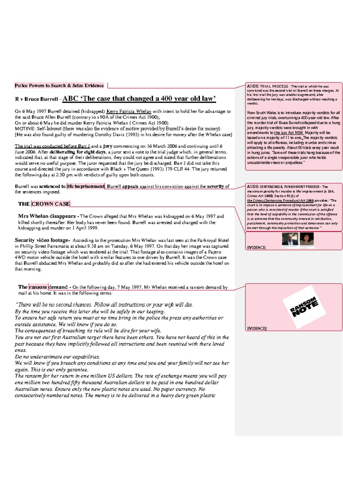 R v Bruce Burrell: Police Search & Seizure Evidence Overview - Studocu
