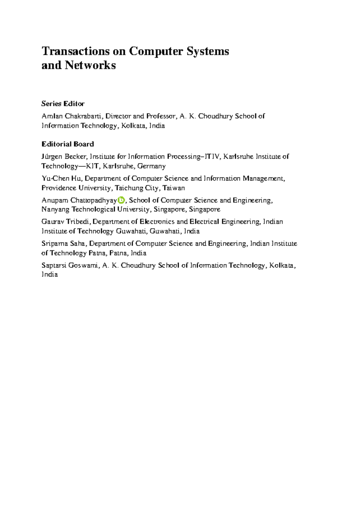 Transactions on Computer Systems and Networks: Advances in AI and ML ...