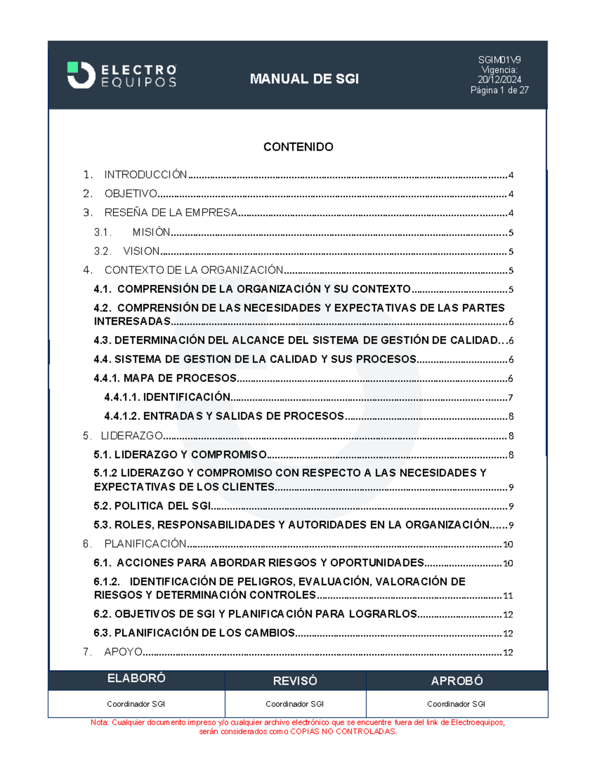 Manual de SGI SGIM01V9: Sistema de Gestión Integral en Seguridad y ...