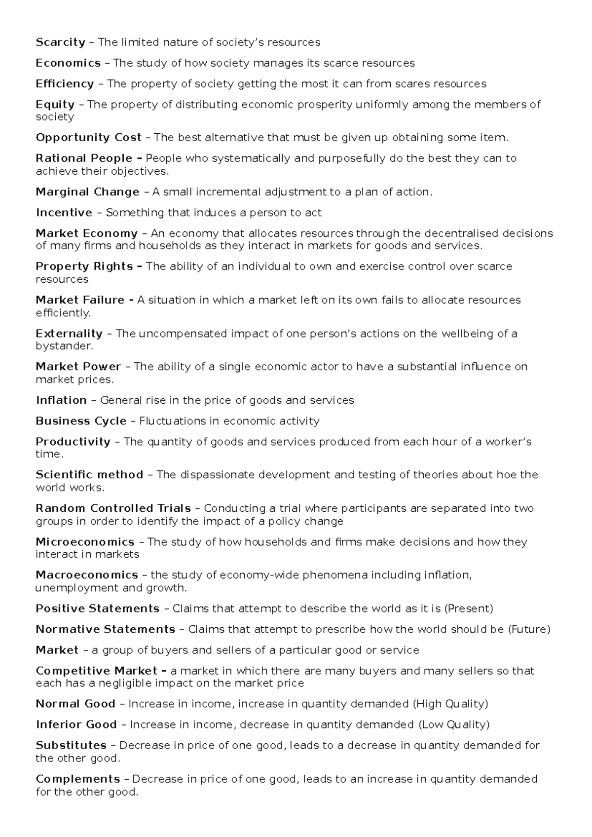 Microeconomics Notes: Key Concepts and Theories - Studocu