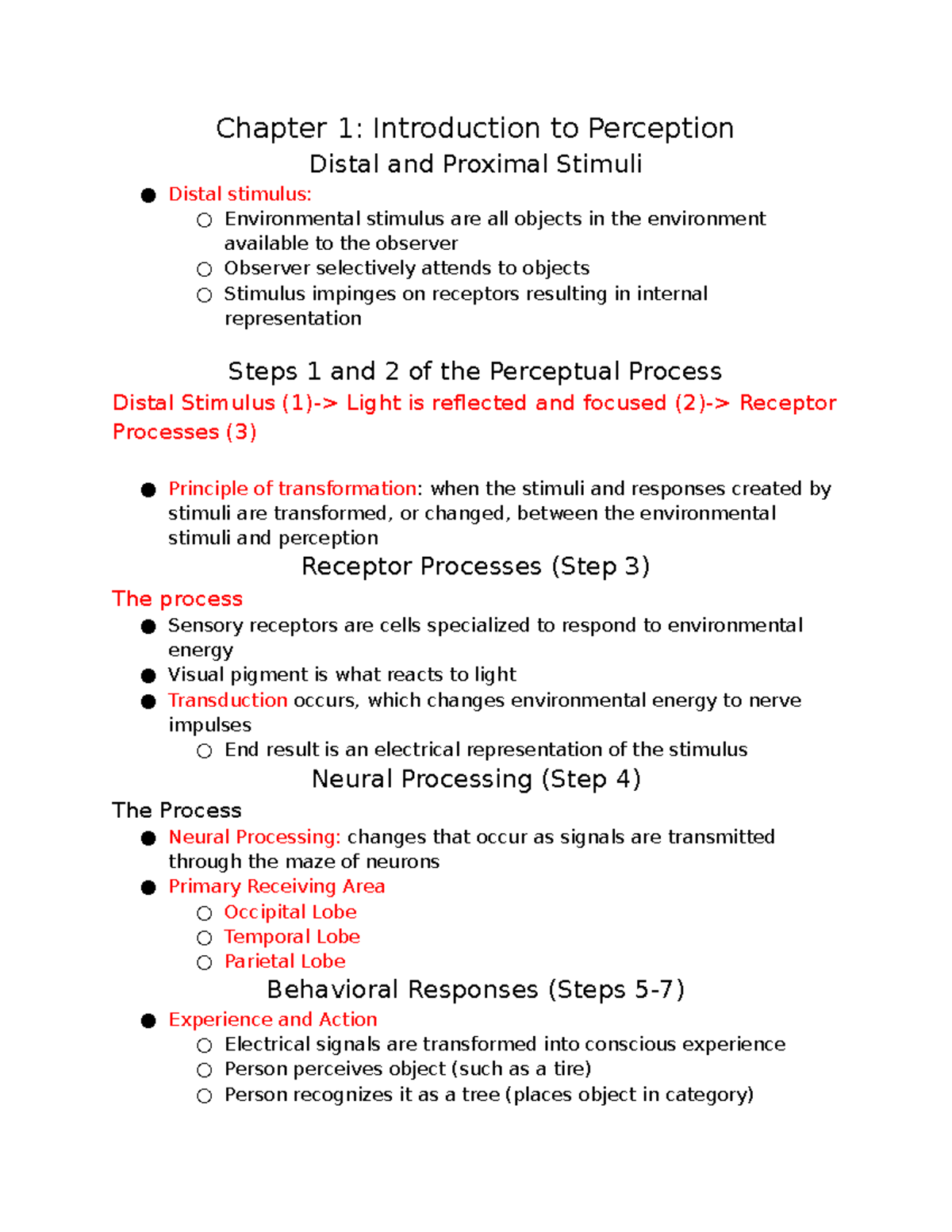 PSYC 406 Chapter 1 Perception: Distal & Proximal Stimuli Insights - Studocu