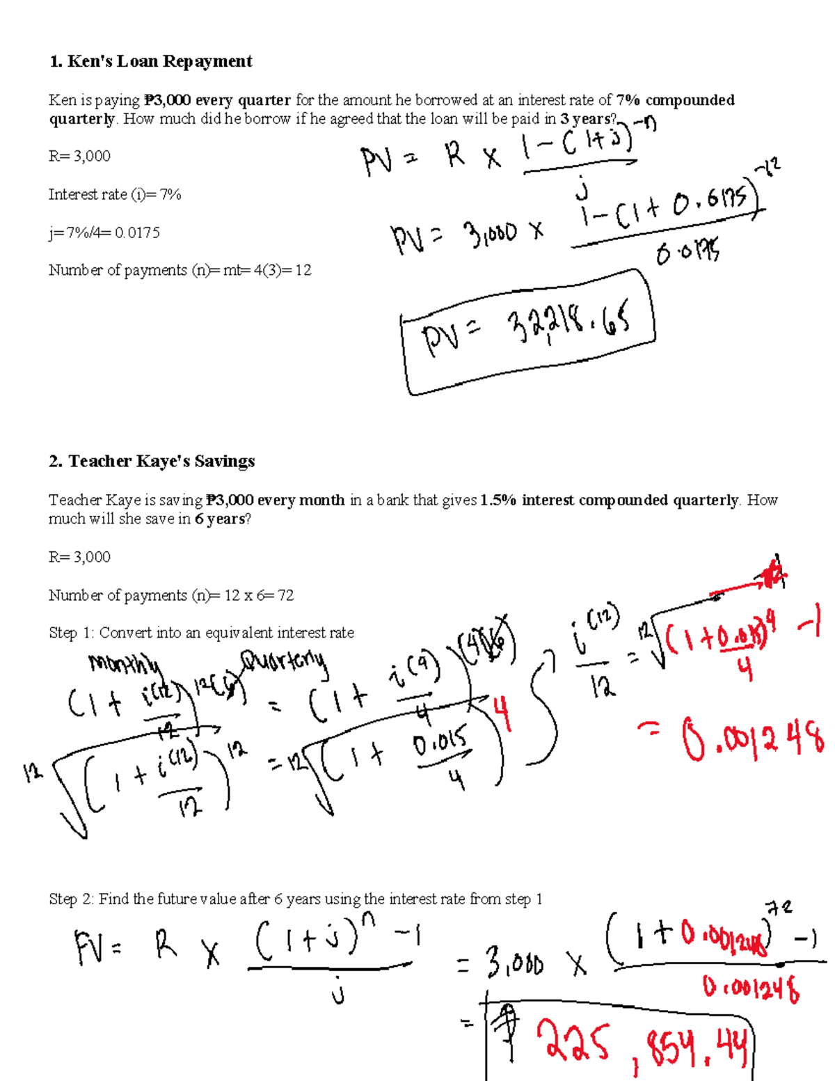 Annuity Problems and Solutions - Course Code: FIN 101 - Studocu