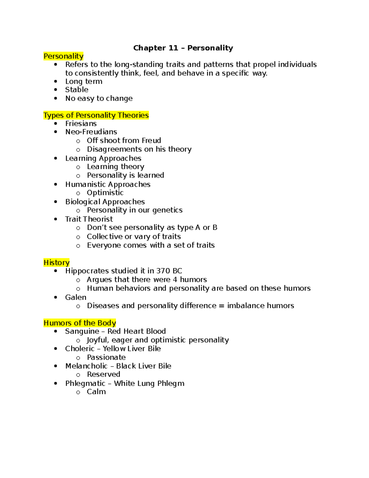 Chapter 11 – Personality - Chapter 11 Personality Personality Refers to ...
