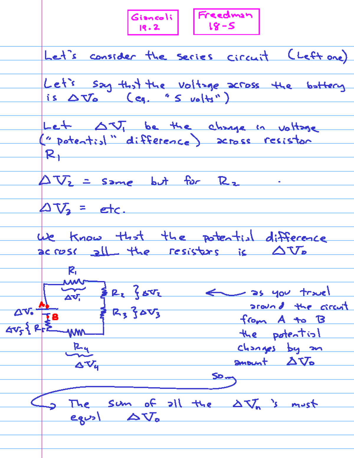 Lecture Notes on Series and Parallel Circuits (Course Code: Giancoli 2. ...