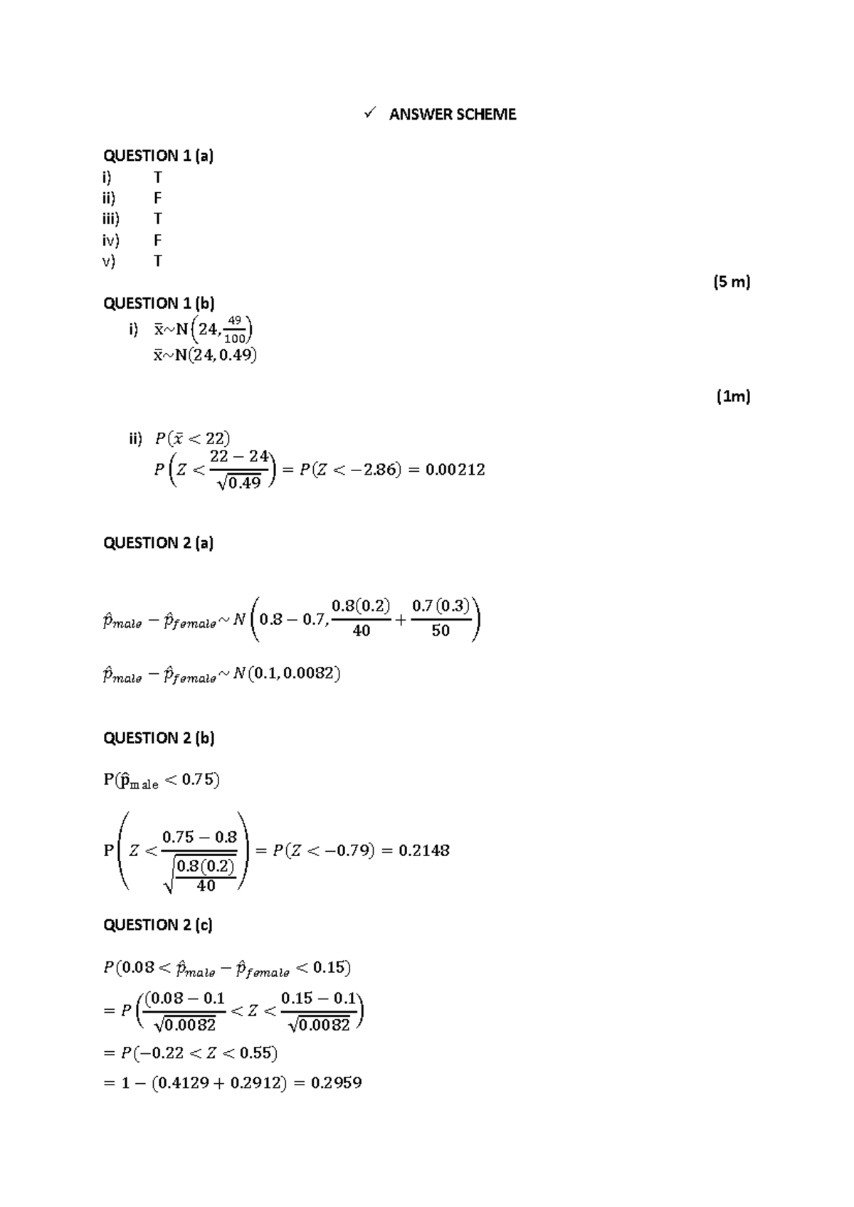 20232 STA210 May 2023 Test 1 Answer Scheme and Solutions - Studocu