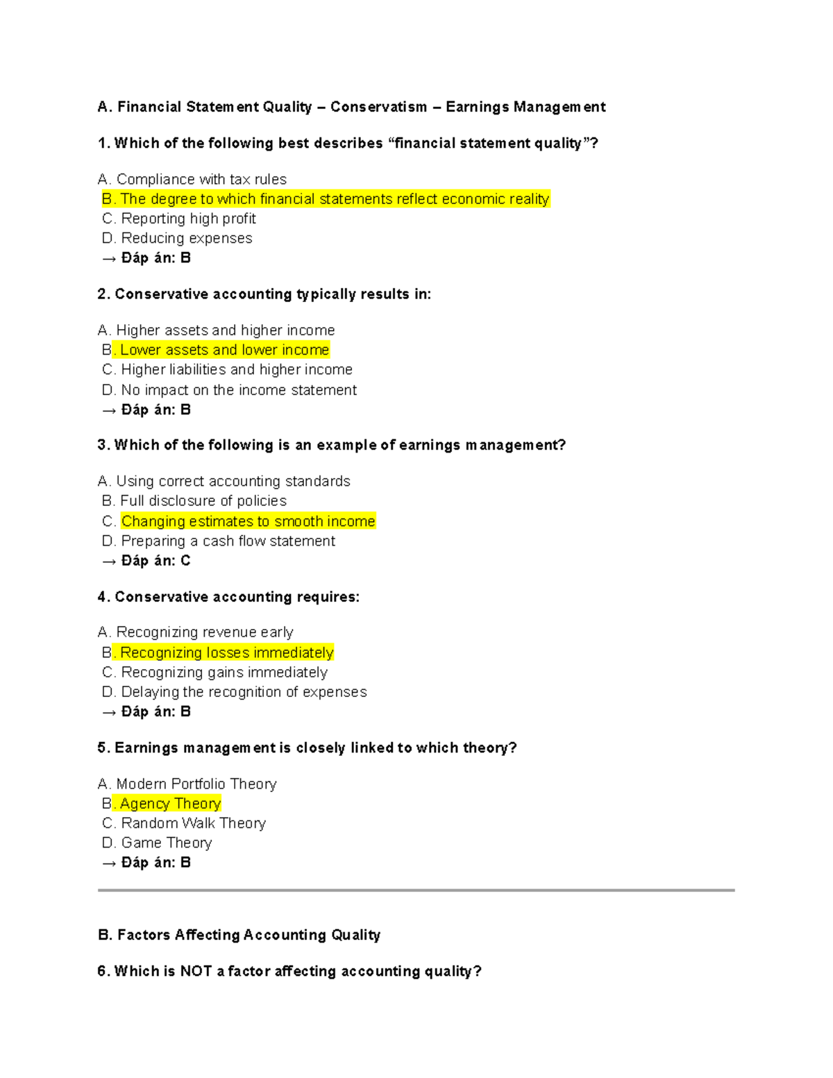 FSA - Financial Statement Analysis: Quality, Conservatism & Earnings ...