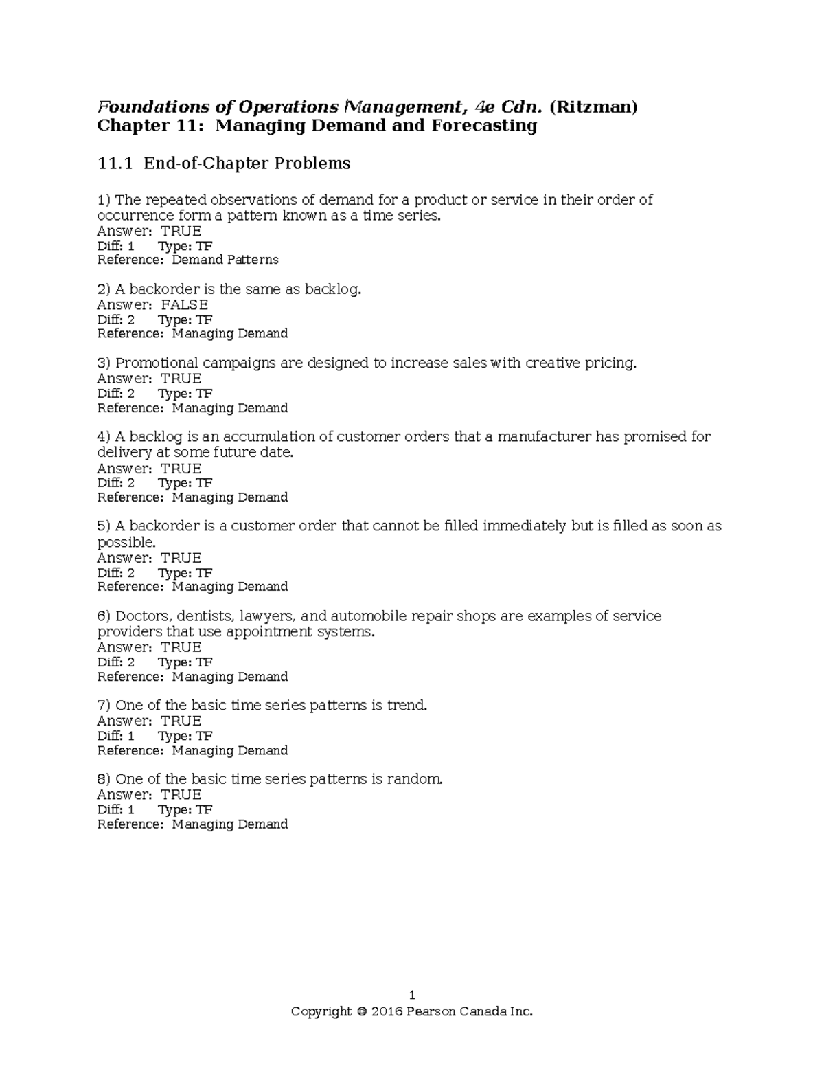 Chapter 11 - Foundations of Operations Management, 4e Cdn. (Ritzman ...