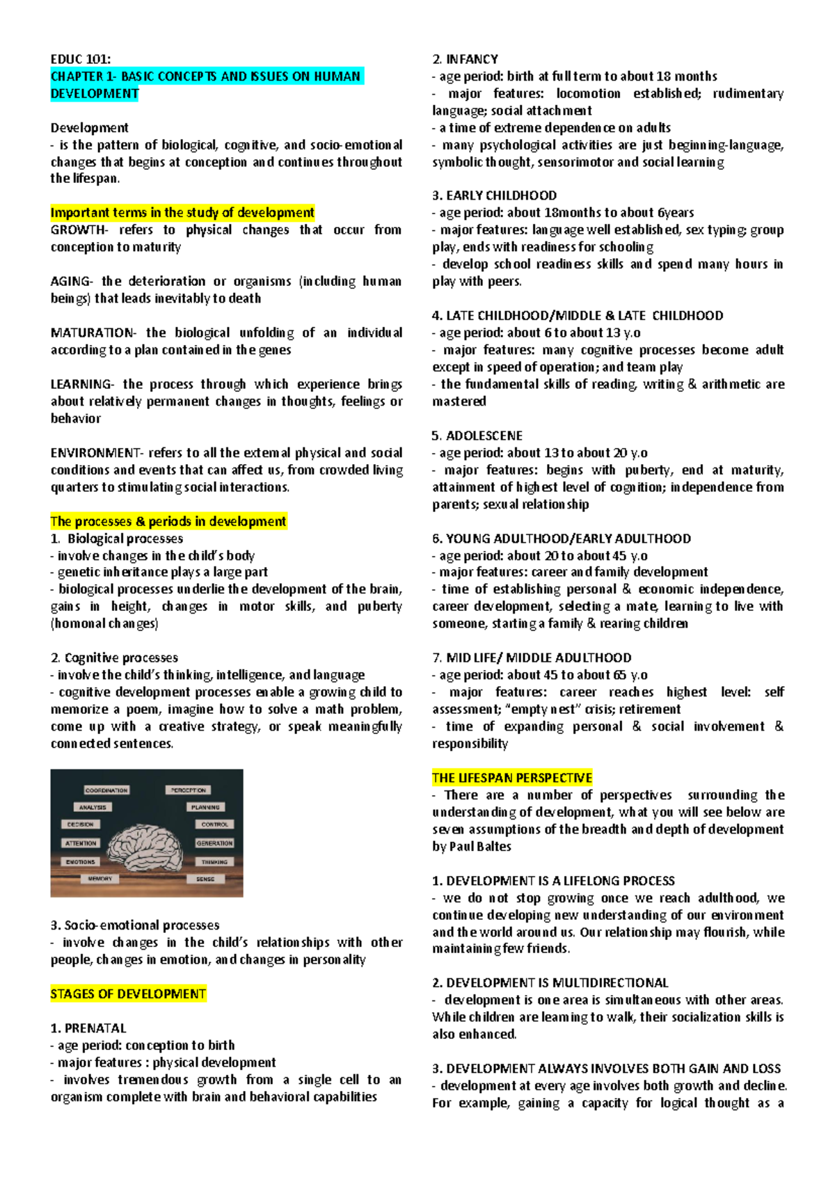 EDUC 101: CHAPTER REVIEW ON HUMAN DEVELOPMENT CONCEPTS AND ISSUES - Studocu