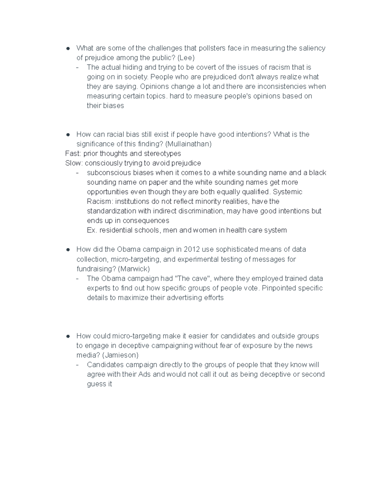 POSC 110 - Week 11 Questions: Challenges in American Politics - Studocu