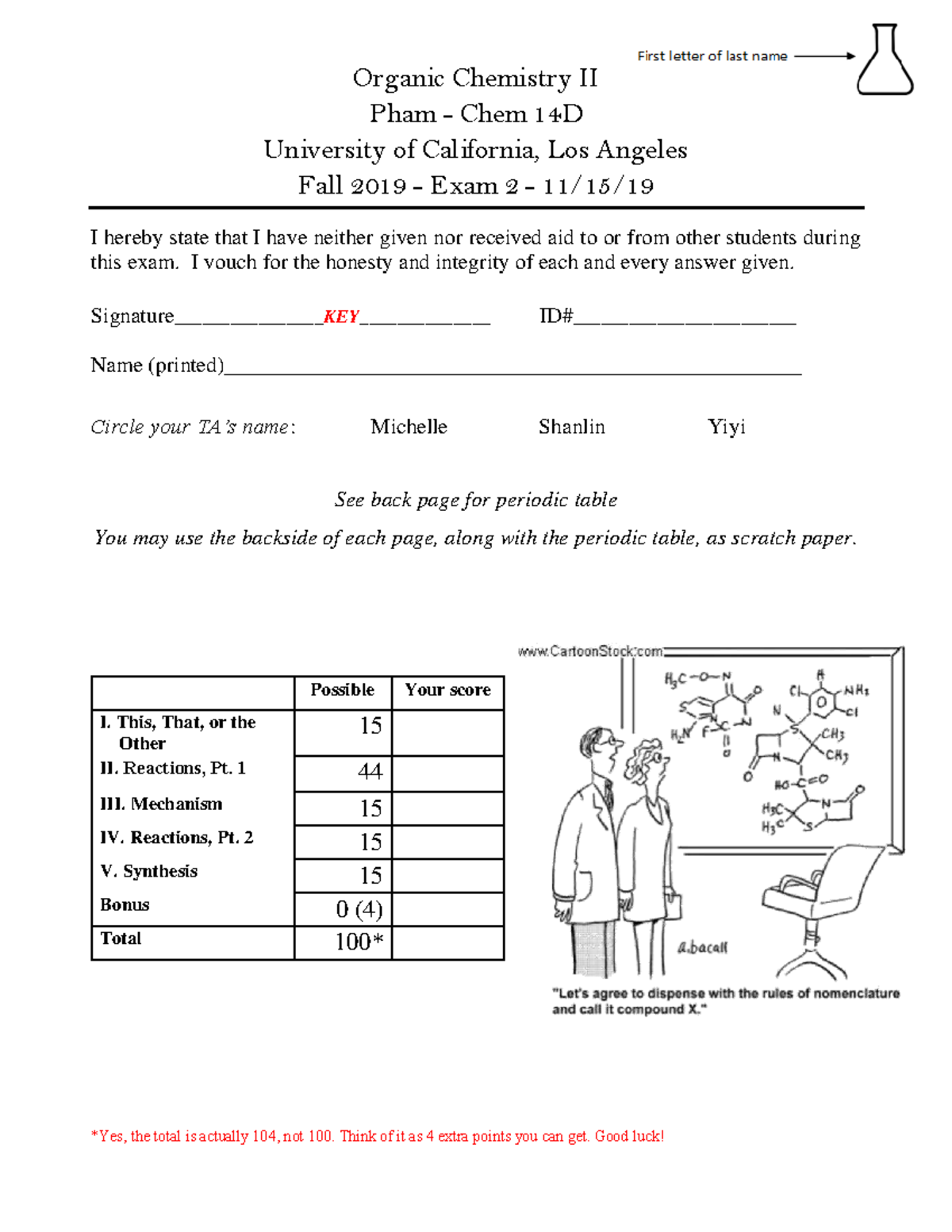 Organic Chemistry II 14D F19 Midterm Exam 2 Key - UCLA - Studocu
