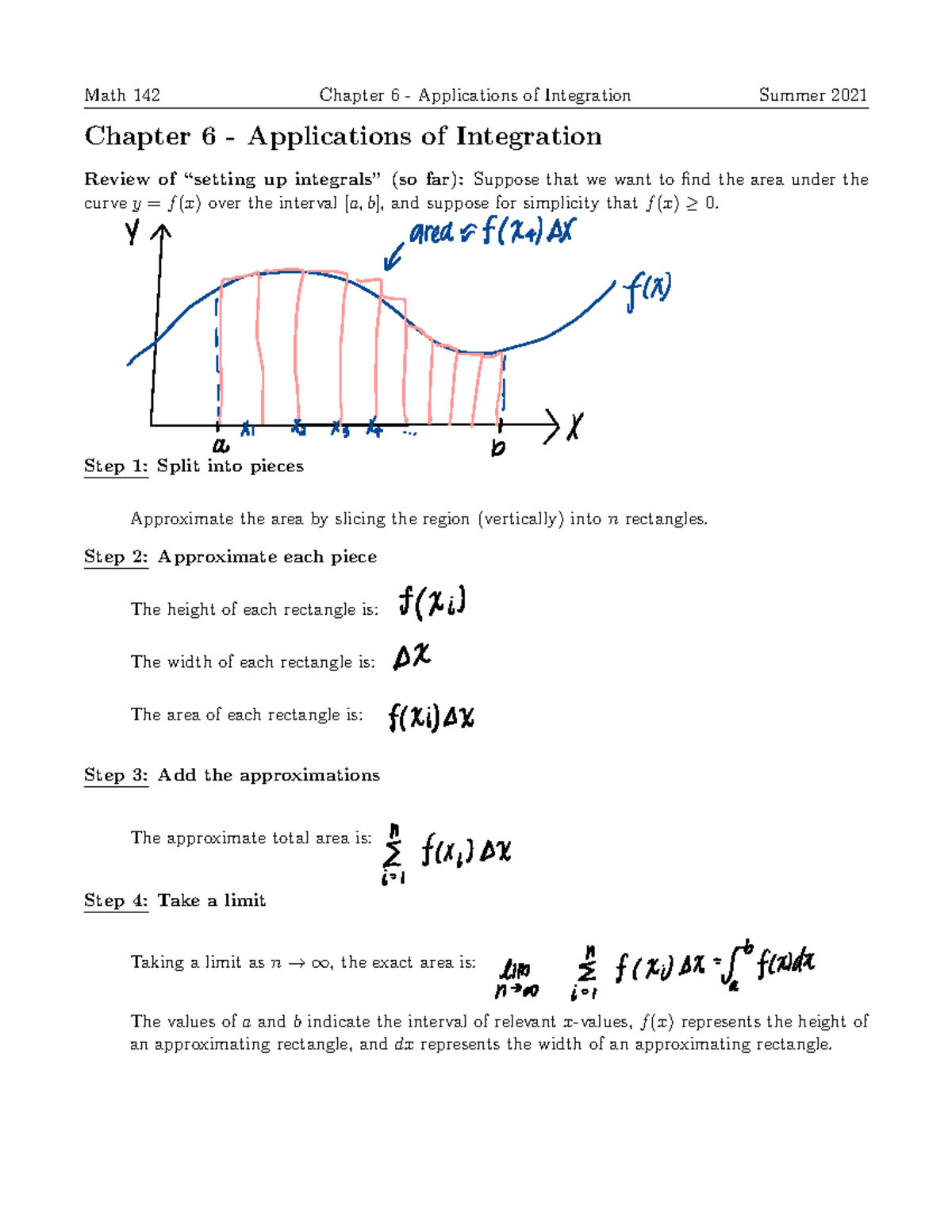 Chapter 6 - CH6 - Math 142 Chapter 6 - Applications of Integration ...