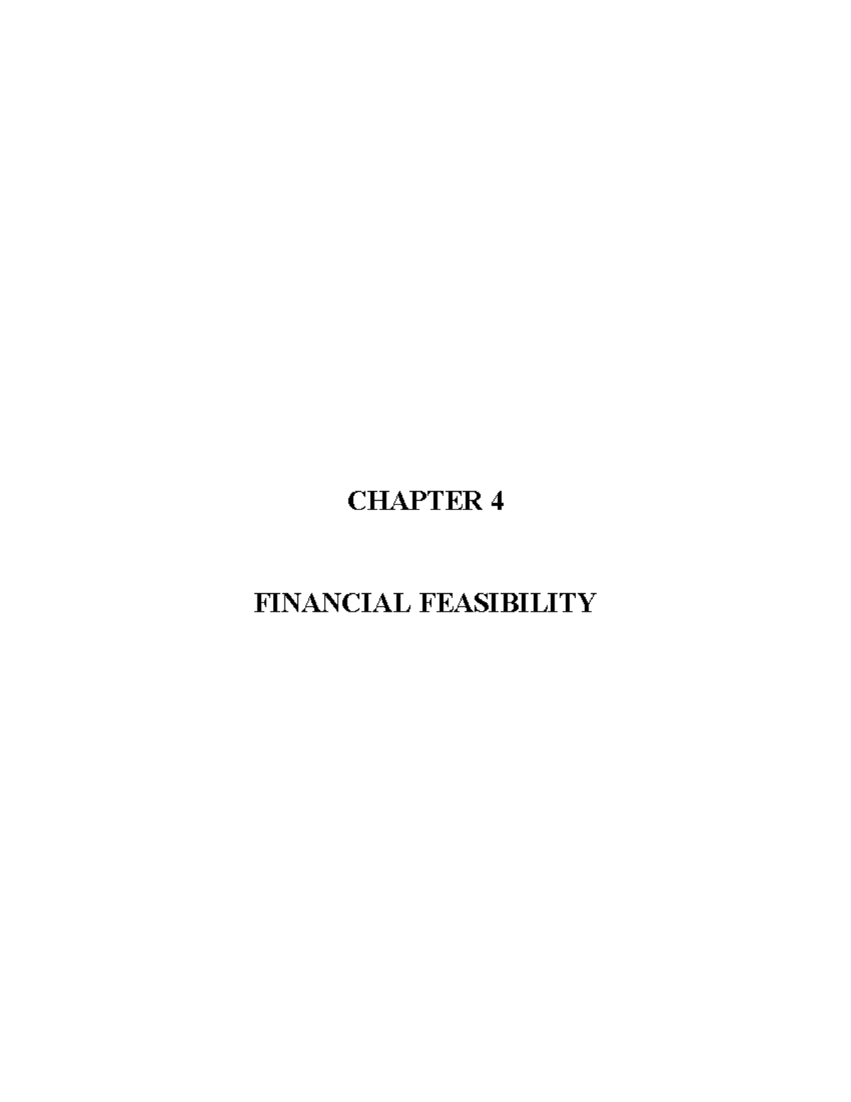 Chapter 4: Financial Feasibility Analysis and Costing Details - Studocu