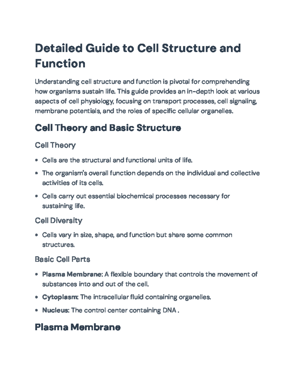 Cell Structure and Function: A Comprehensive Overview for Biology 101 ...