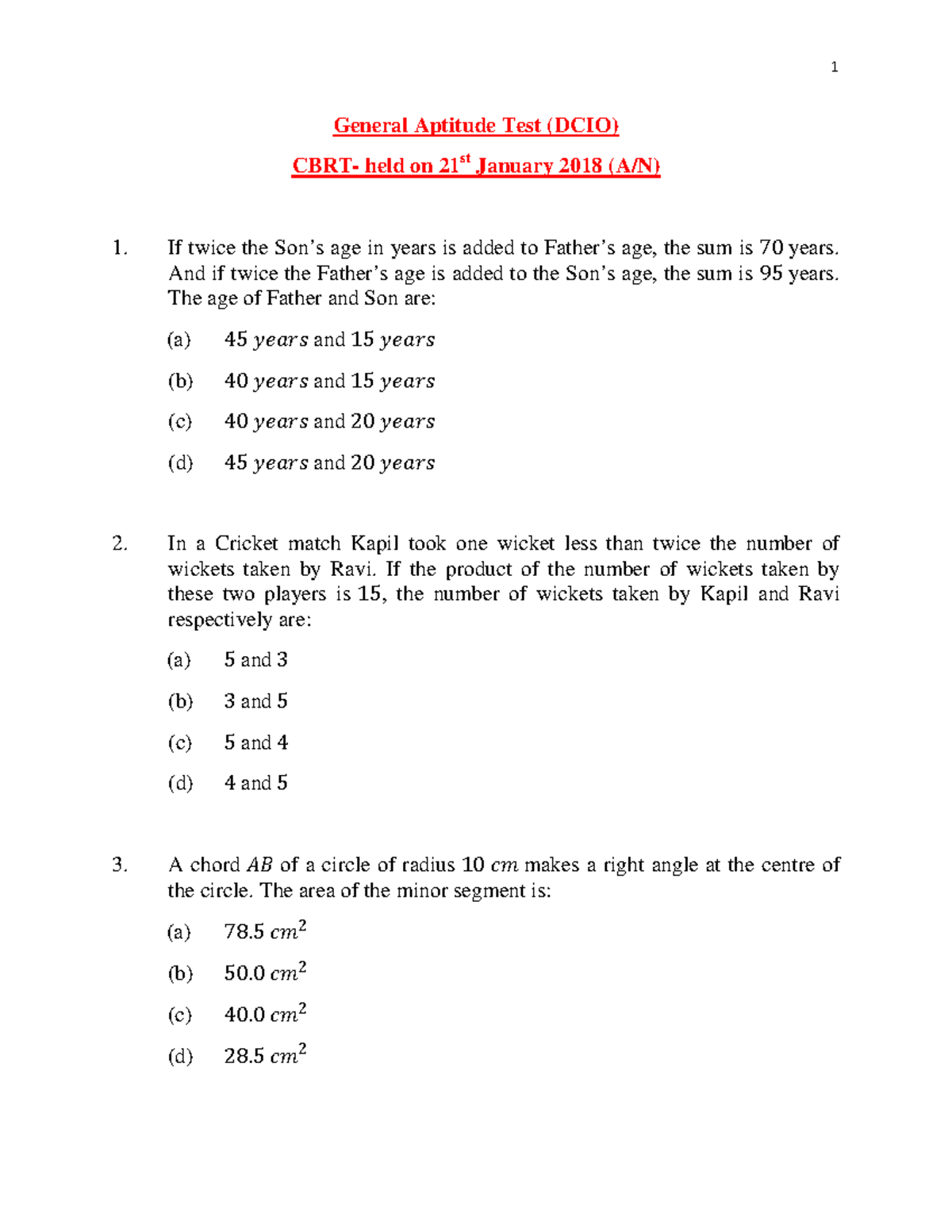 Q Paper 06 DCIO Tech IB: General Aptitude Test Questions and Solutions ...