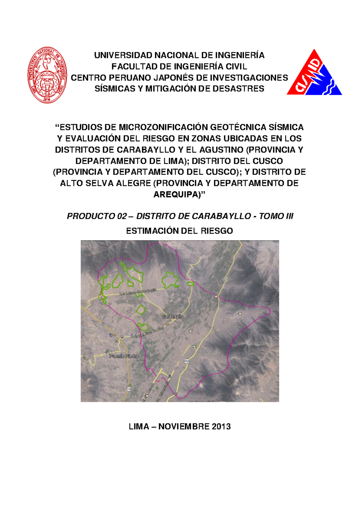 Evaluación de Riesgo Sísmico en Carabayllo - Producto 02 - Tomo III - Document Preview