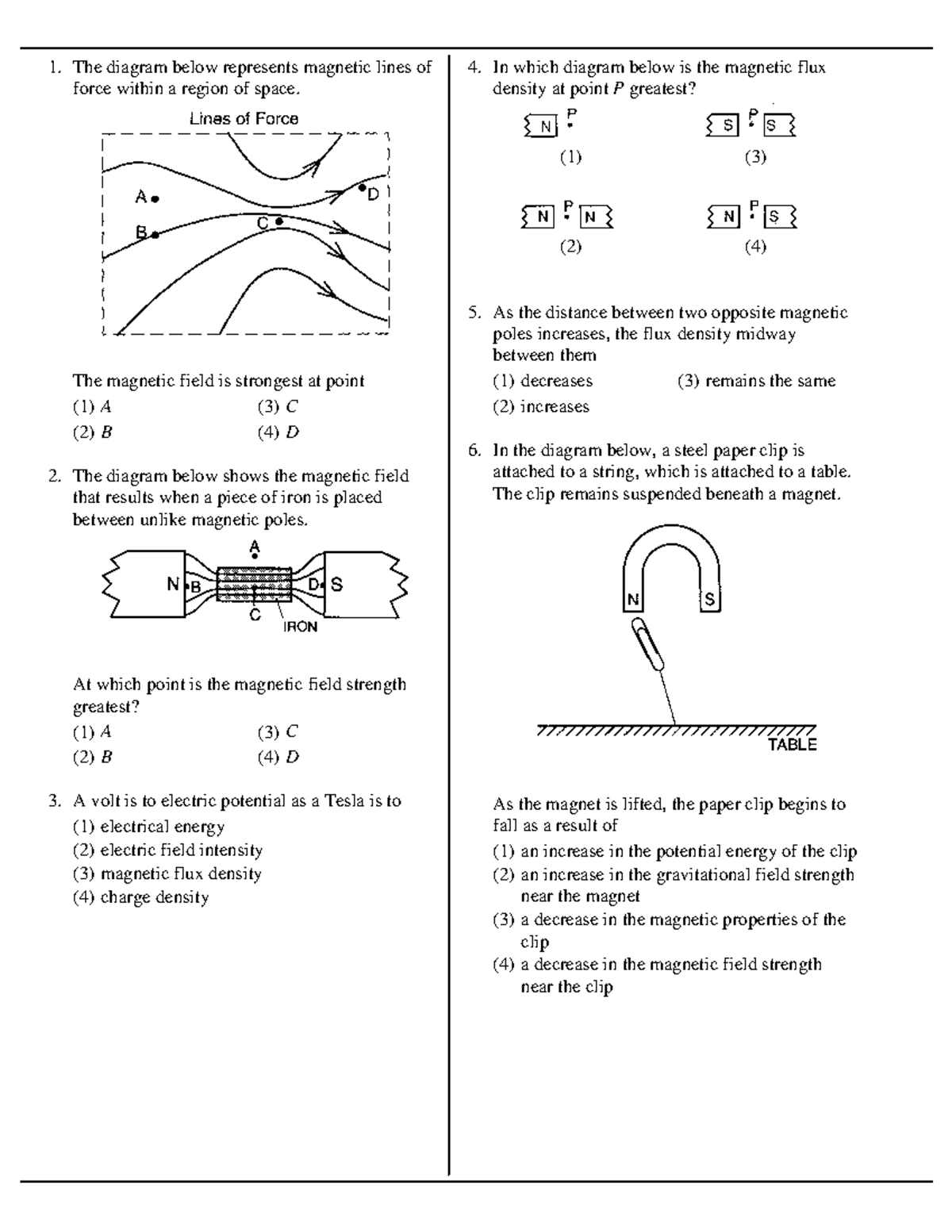Magnetism and EMF - Worksheet for Physics 101 Final Exam - Studocu