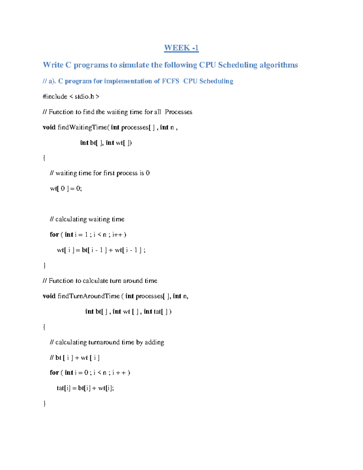 OS Lab Manual CSM - CPU Scheduling Algorithms and System Calls - Studocu