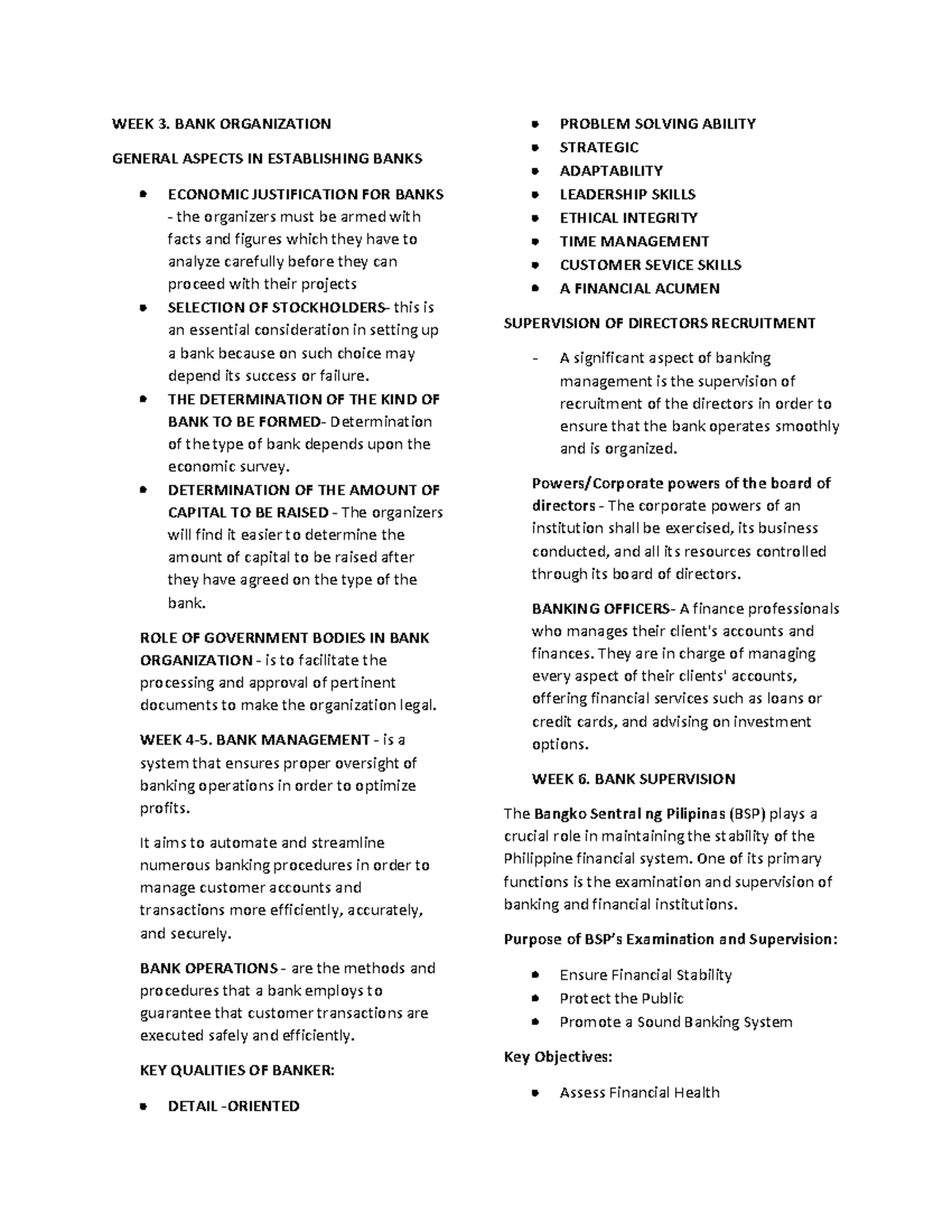 Banking Concepts and Management Review for Exam Preparation - Studocu