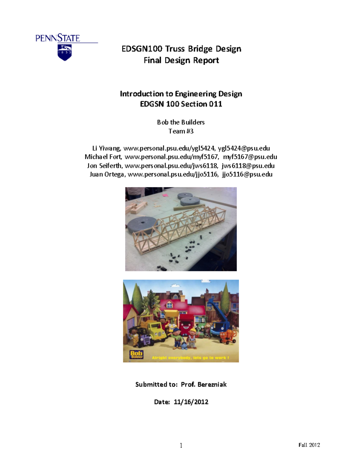 EDSGN100 Truss Bridge Design - Final Report on Design and Construction ...
