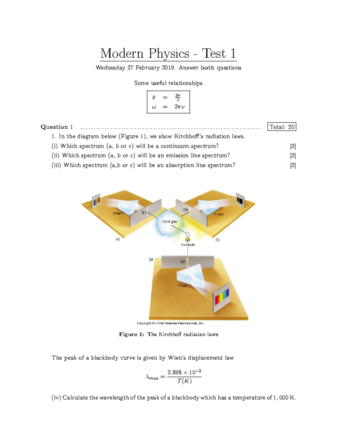 2019 S1 Test1 with solutions - Modern Physics - Test 1 Wednesday 27 ...