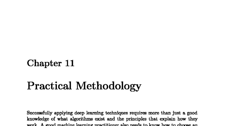 Chapter 11: Practical Methodology in Deep Learning (DL Unit 5) - Studocu