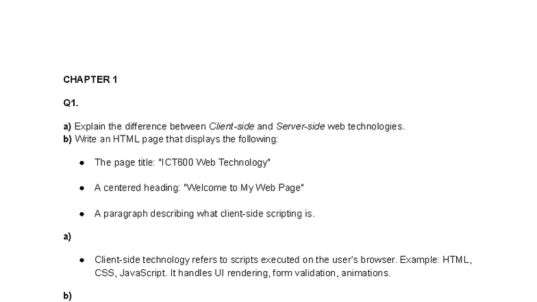 Past Sem Questions - CHAPTER 1-5 Review for Web Development - Studocu