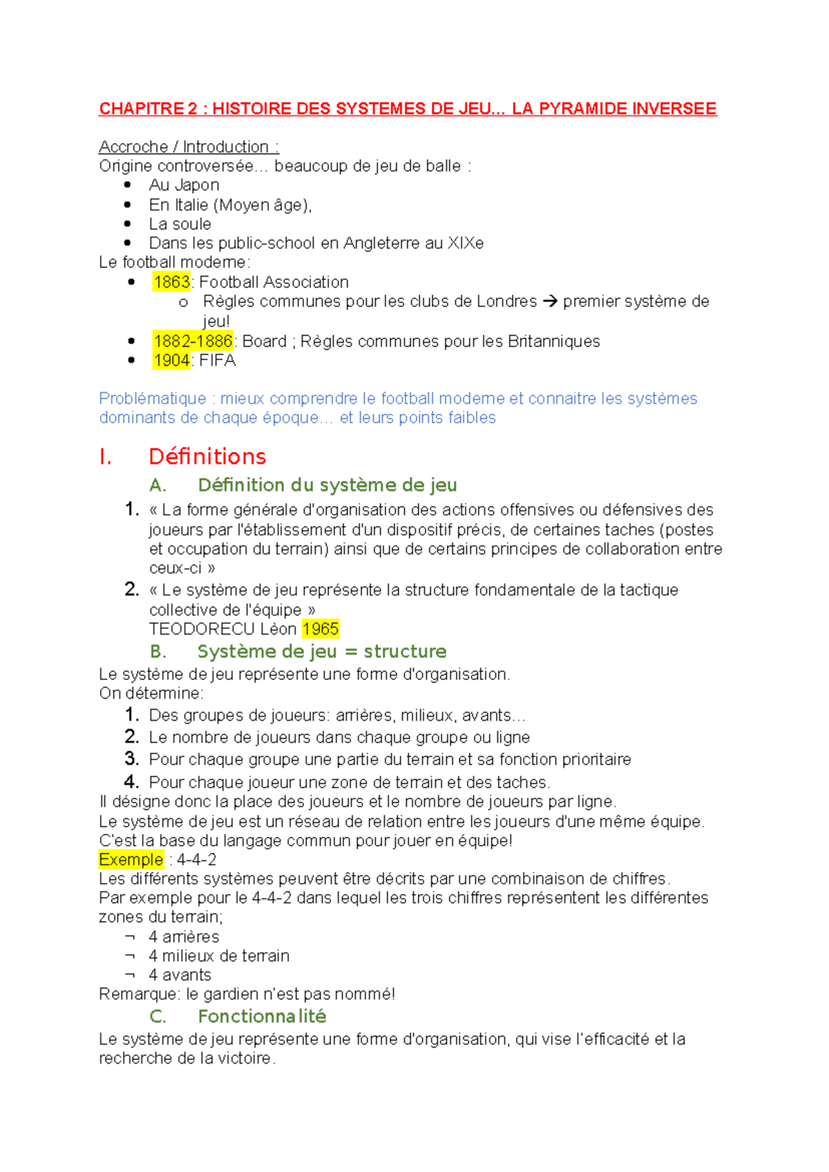 Foot 2 - CM foot staps L1 - CHAPITRE 2 : HISTOIRE DES SYSTEMES DE JEU ...