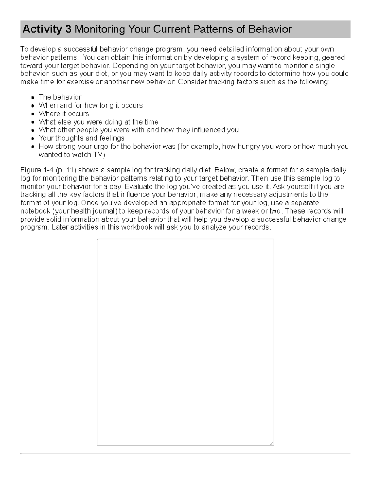 Activity 3: Analyzing Personal Behavior Patterns for Change - Studocu