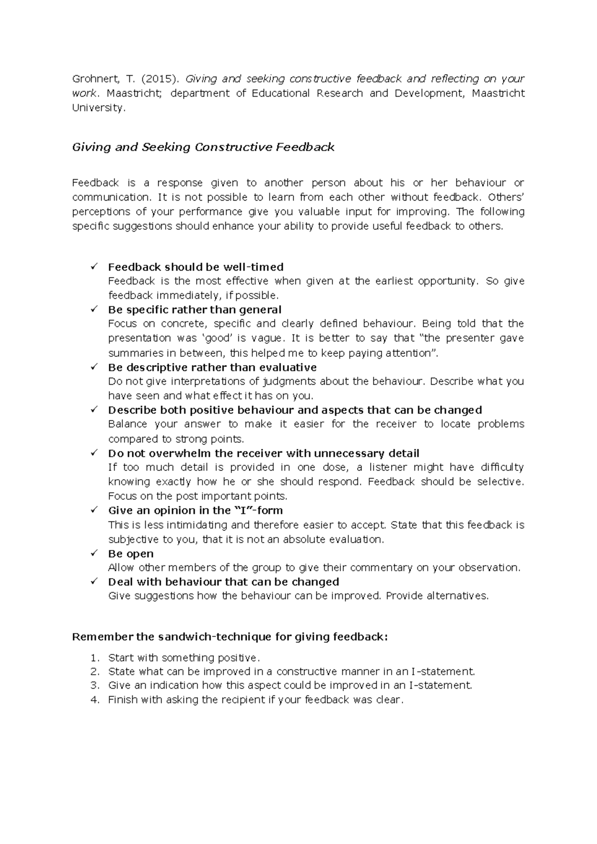 Effective Strategies for Giving and Seeking Constructive Feedback ...