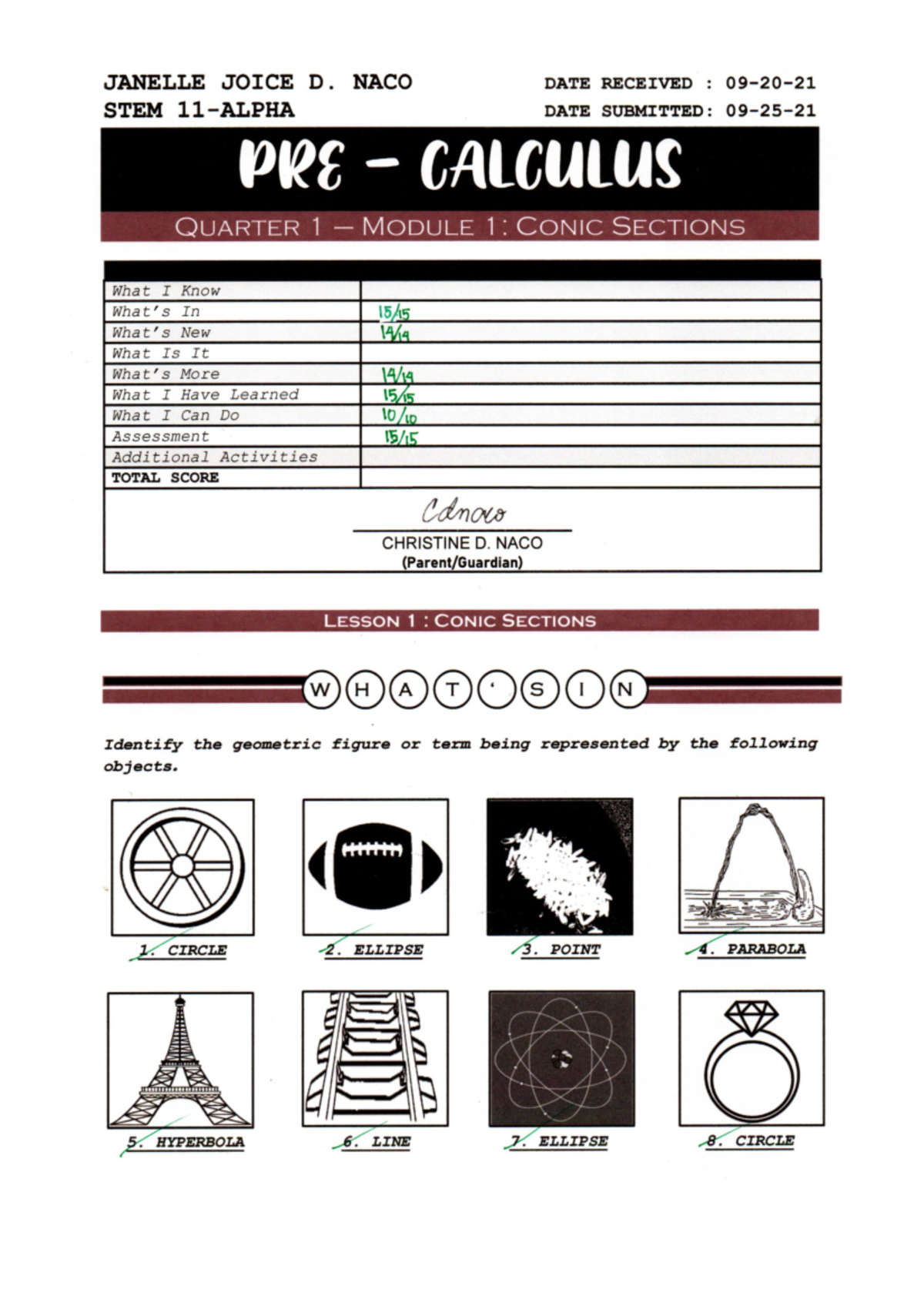 Naco pre cal q1 m1 conic structures - Bachelor of Science in Civil ...