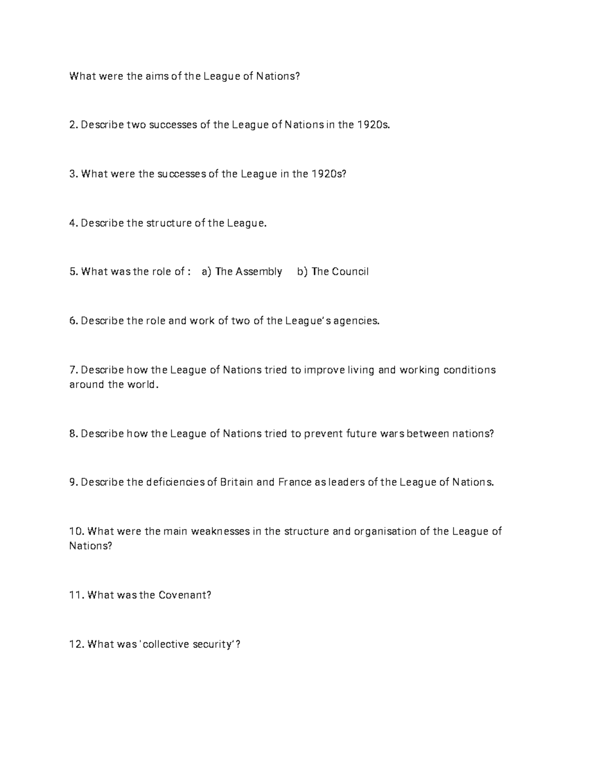 League Of Nations Structure Weakness