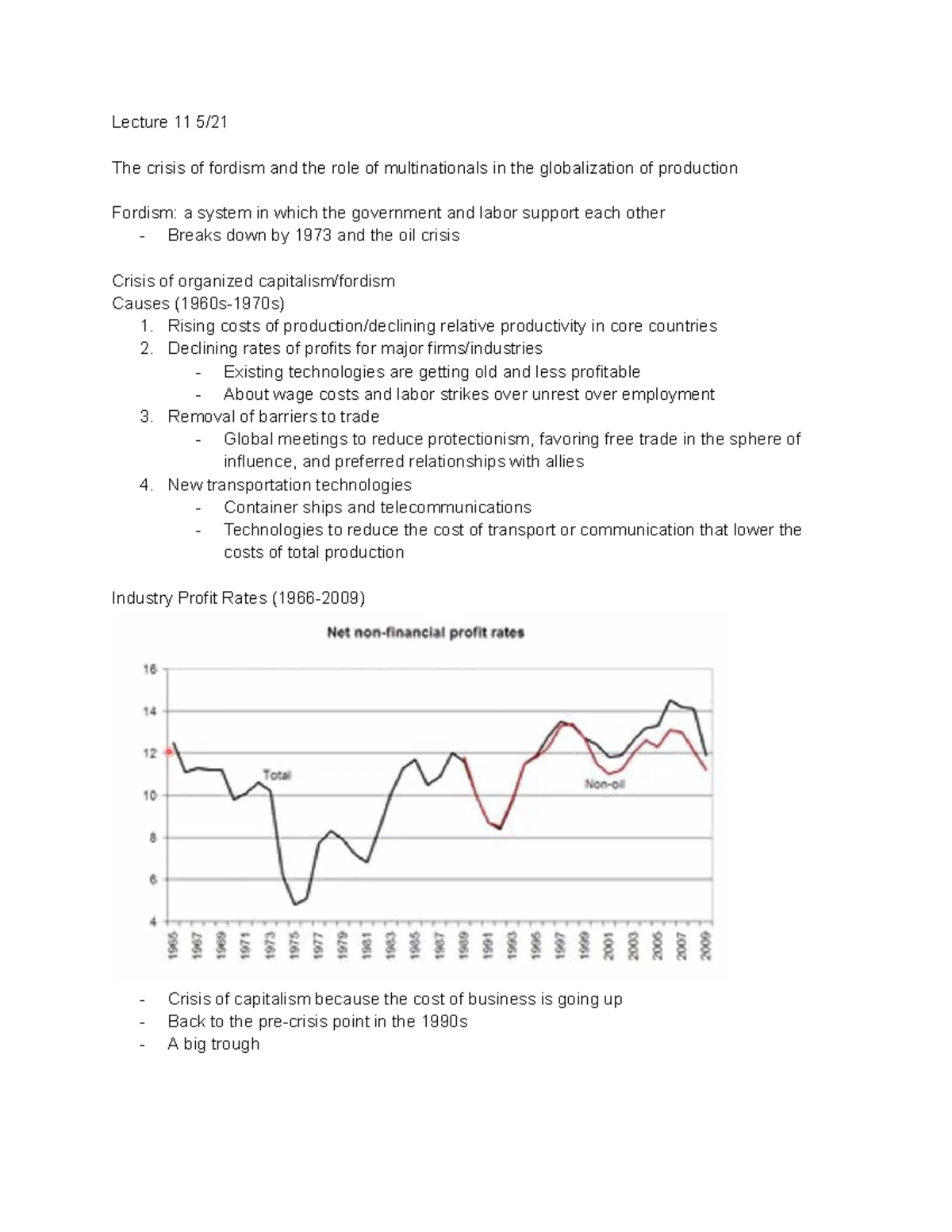 Crisis of Fordism and Global Economic Transformation (Geog 4 Weeks 6-10 ...