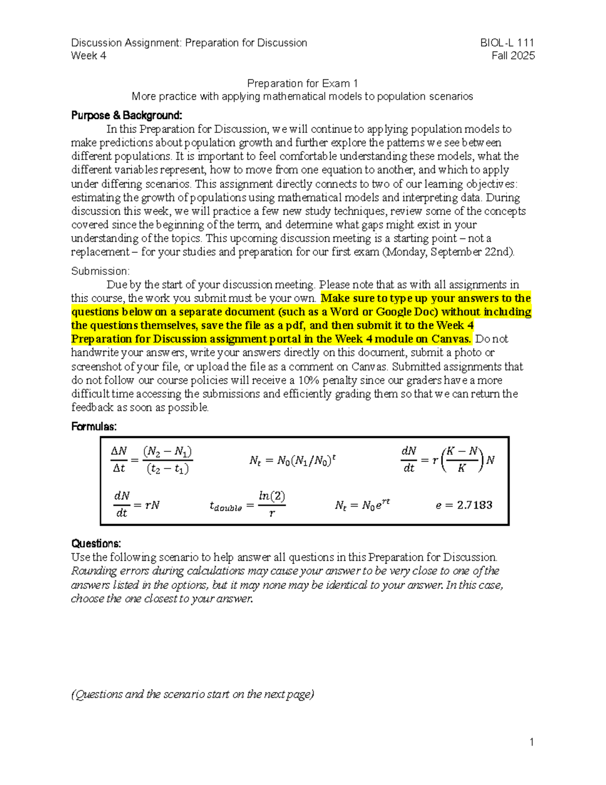 BIOL-L 111 Week 4 Discussion Assignment Preparation - Studocu