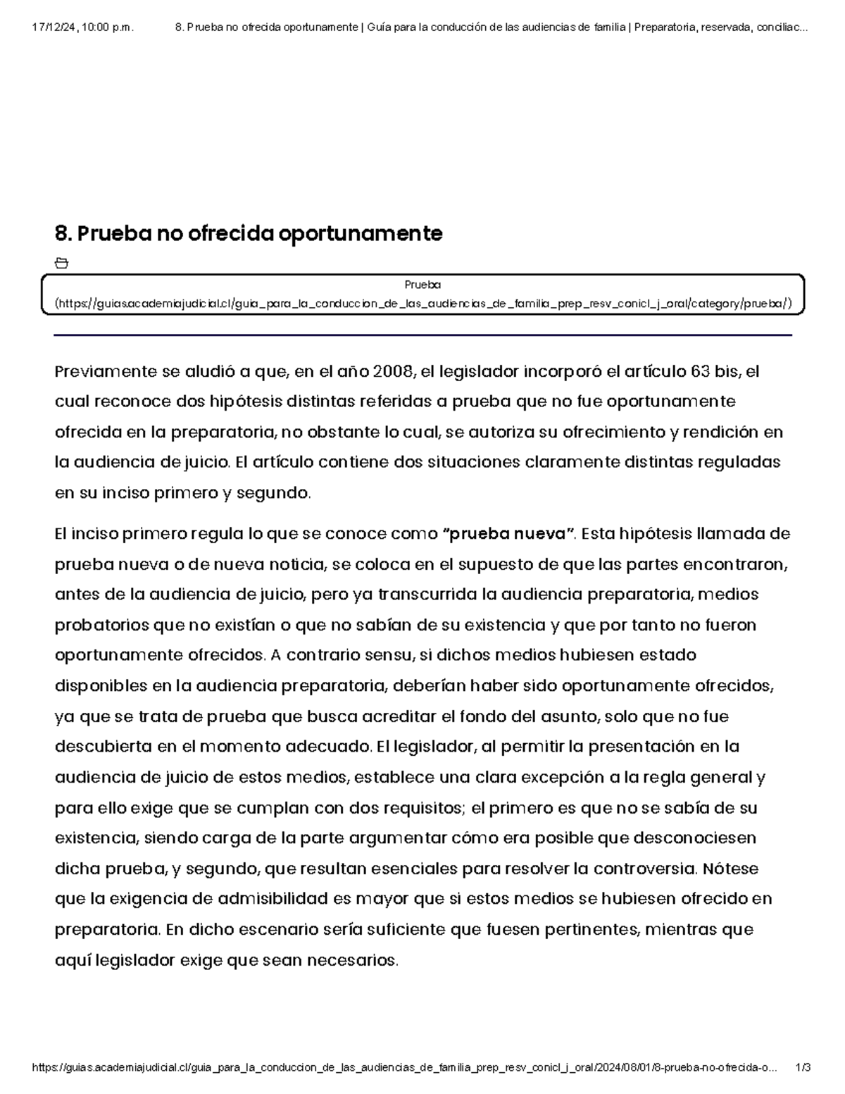 8. Prueba no ofrecida en la audiencia: Guía de audiencias de familia ...