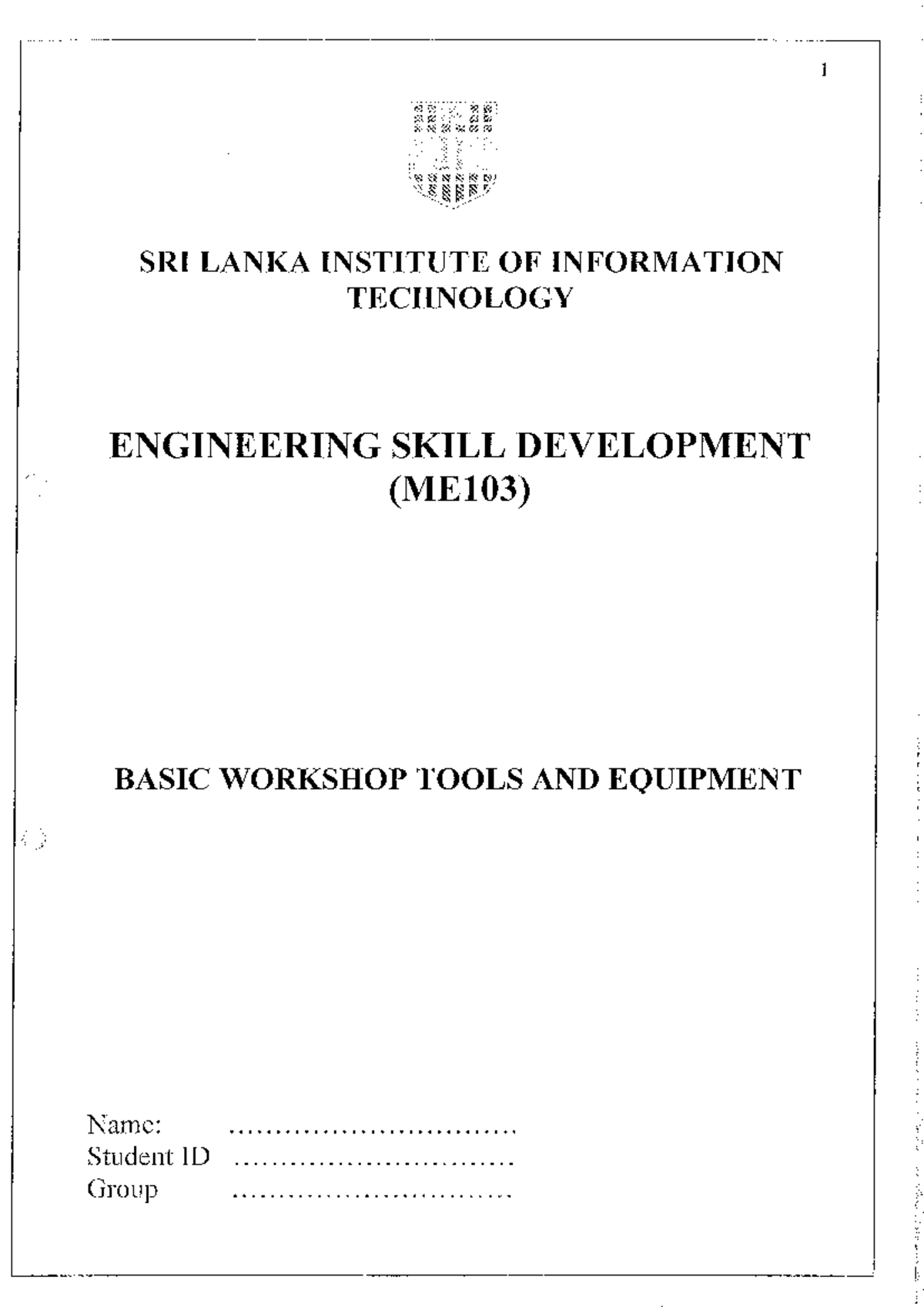 Workshop Tools (Lab 1) - Lecture Notes Overview - Studocu