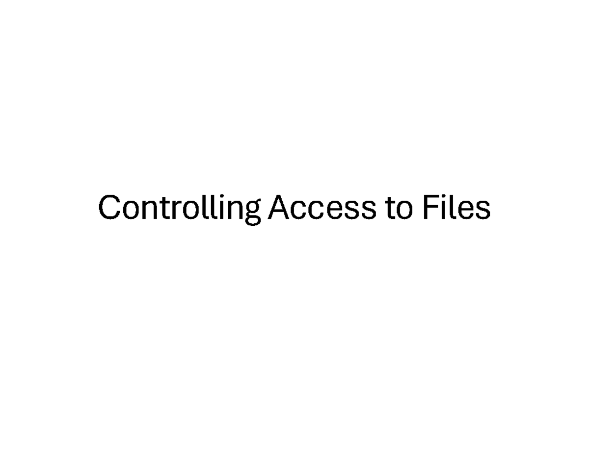 Controlling Access to Files: Permissions and Command-Line Tools - Studocu