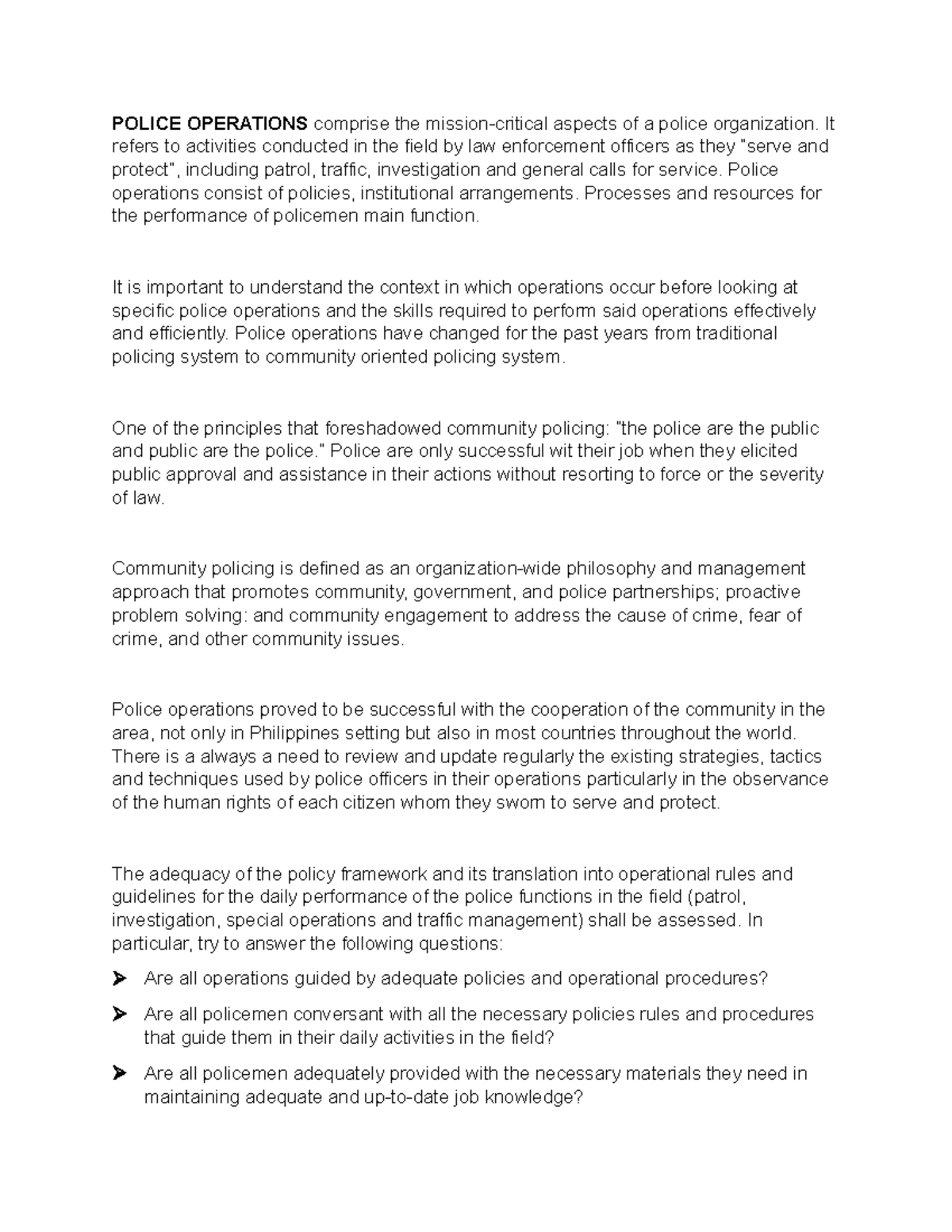 Lesson 3: Understanding Police Operations and Community Engagement ...