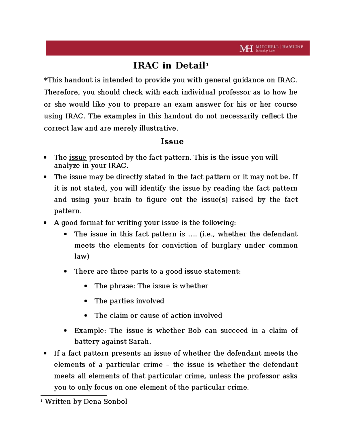 IRAC Methodology Overview - Legal Process Guidance Handout 2022 - Studocu