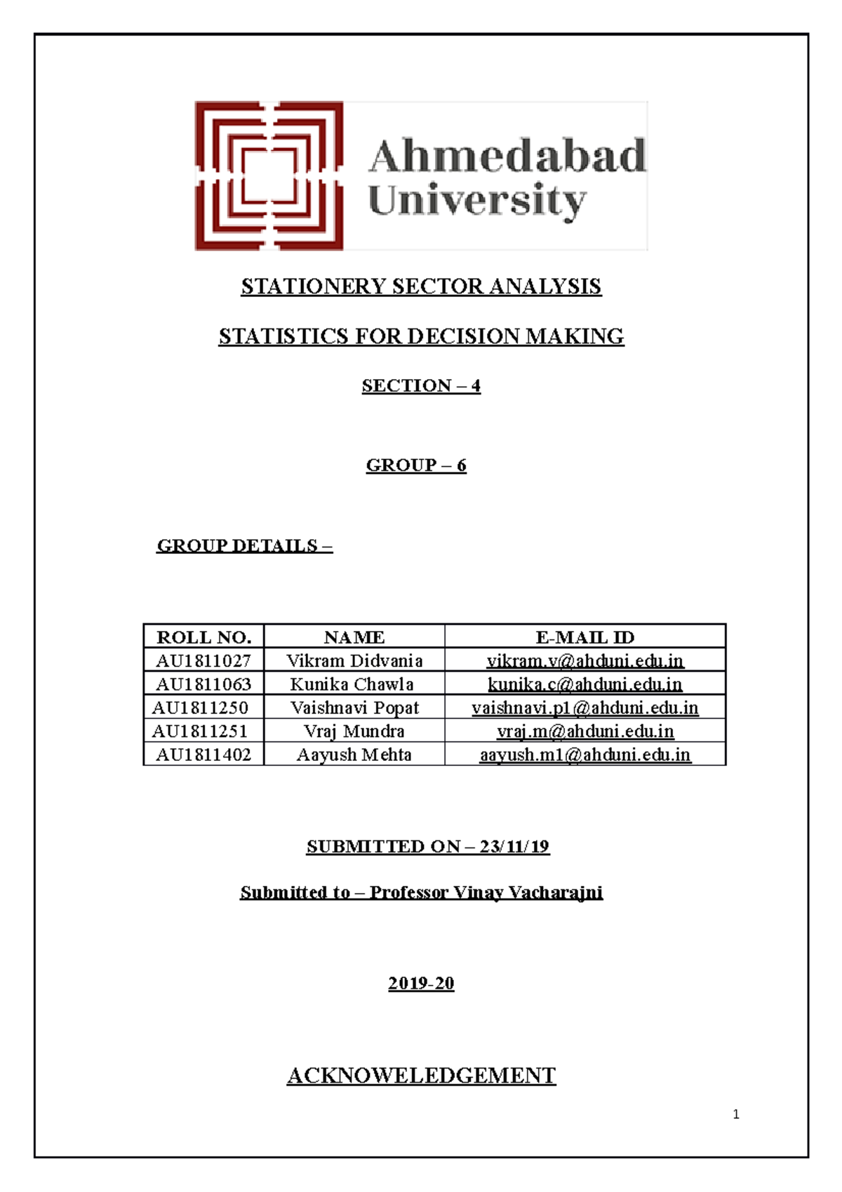 SDM 2019 Exam Report: Stationery Sector Analysis & Insights - Studocu