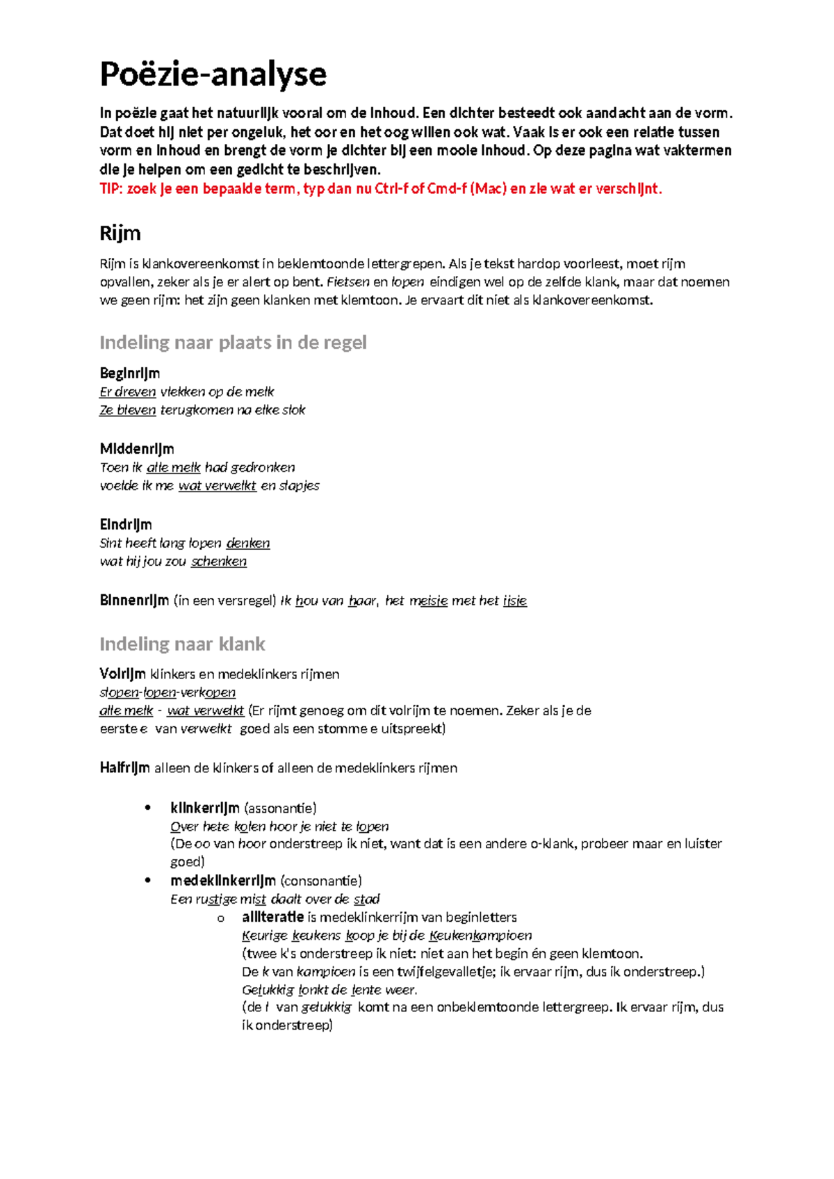 Poëzie-analyse: Inhoud, Vorm, Rijm en Beeldspraak - Studeersnel