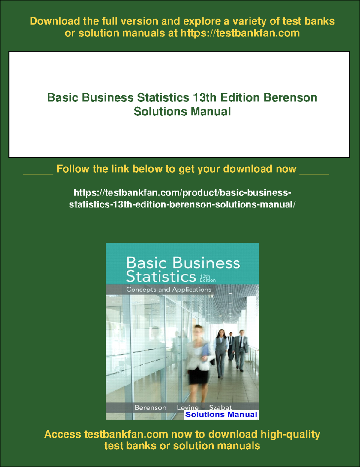 Basic Business Statistics 13th Ed. Berenson Solutions Manual Download ...